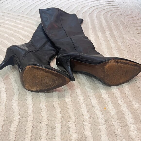 Stuart Weitzman Black Leather Knee-High Boots - Size 6.5 M - Picture 2 of 6